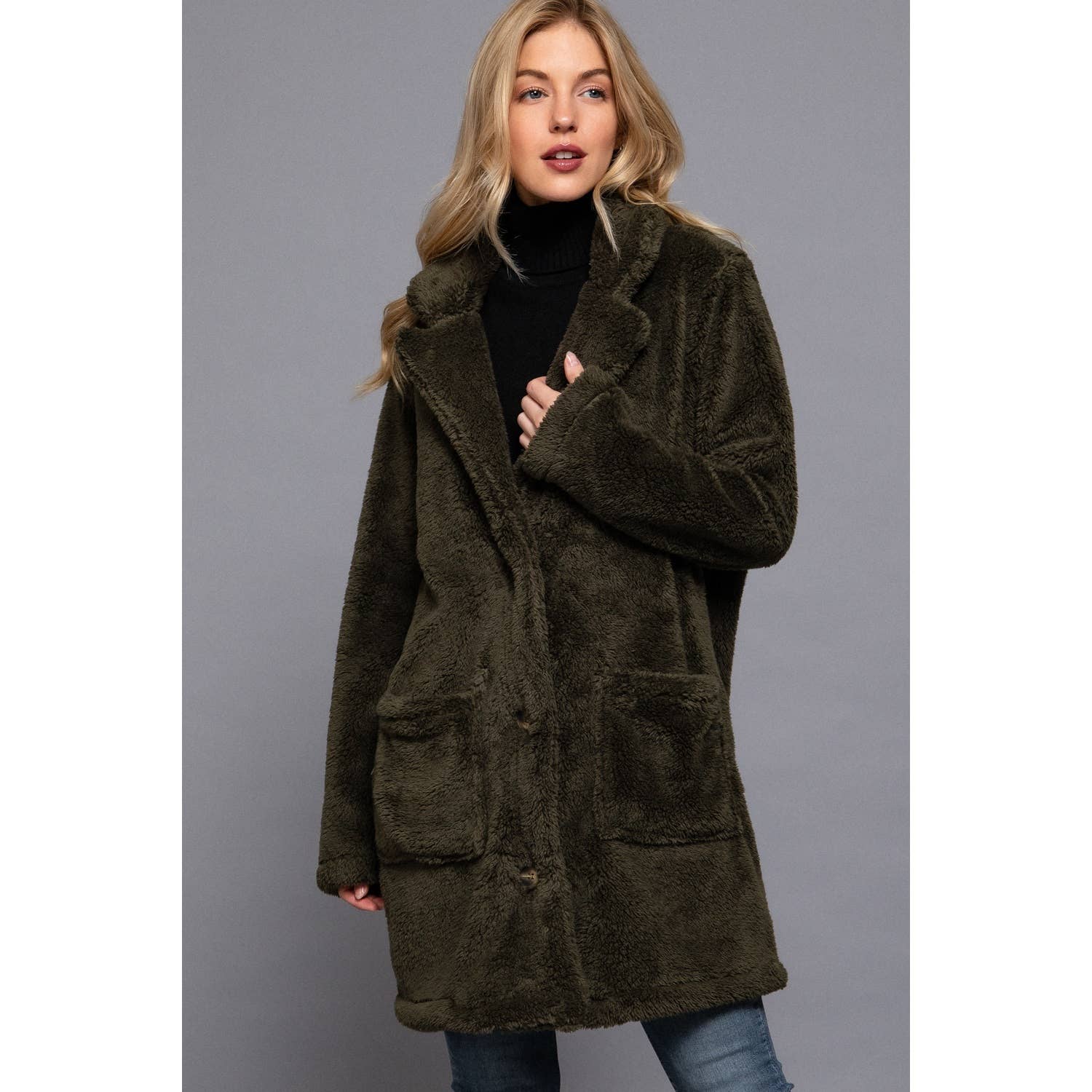 Apolline - Wholesale Coat - Women's - NOTCHED COLLAR PATCH POCKET SHERPA COAT2