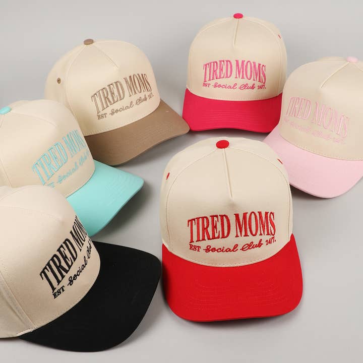 Fashion City - Wholesale Trucker Hat - Women's - Tired Moms EST Social Club 24/7 Embroidery Cap