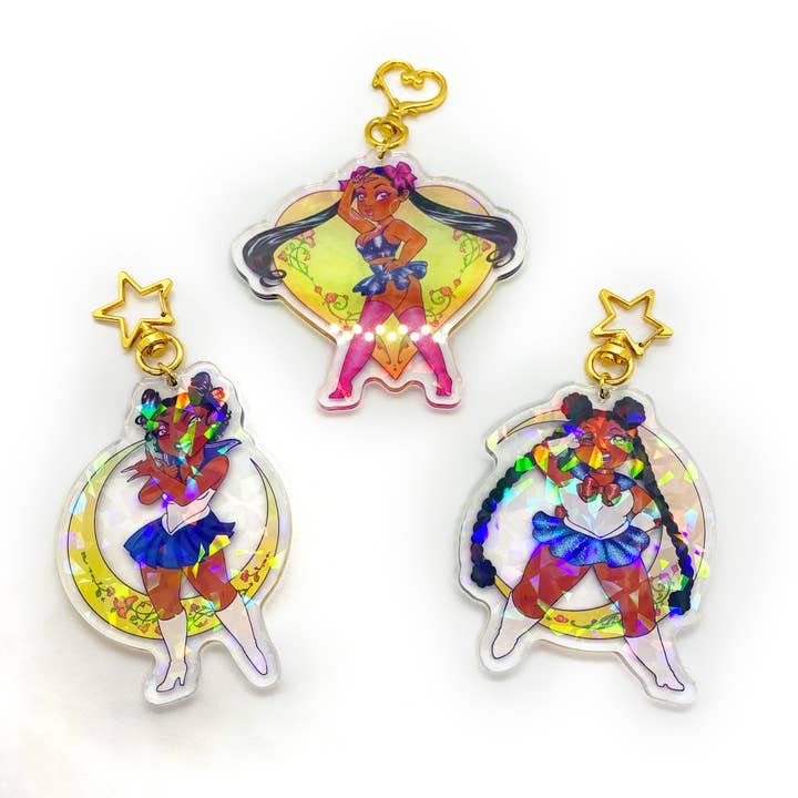 Svart Magisk Flicka Akryl Nyckelringar för wholesale av Candy Fluffs