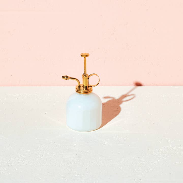Modern Sprout - International - Wholesale Plant Mister - White Glass & Brass Mister