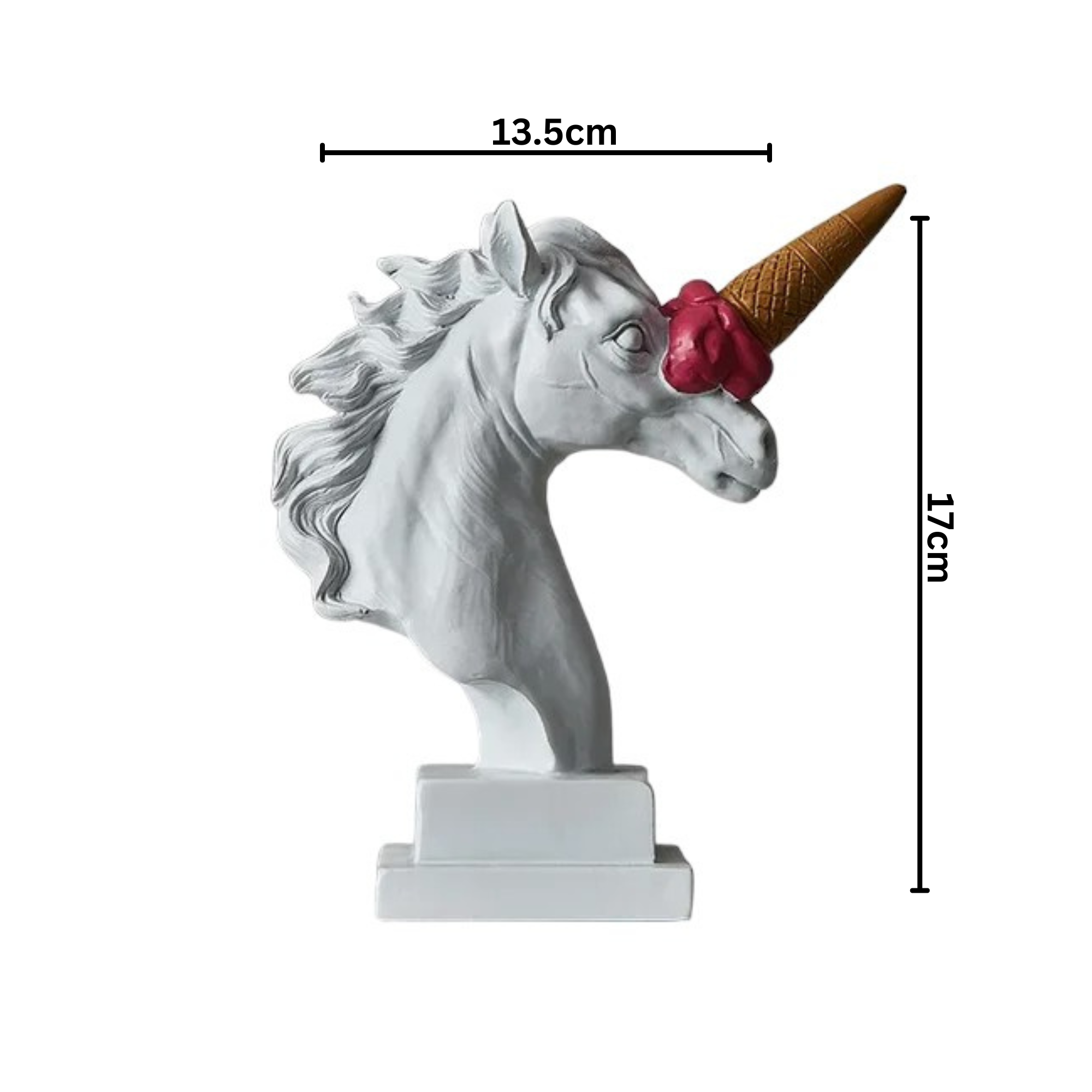 huemabe (All Import Duties Covered) - Vendita all'ingrosso Statuette decorative - Ornamento a forma di unicorno con cono gelato in resina0