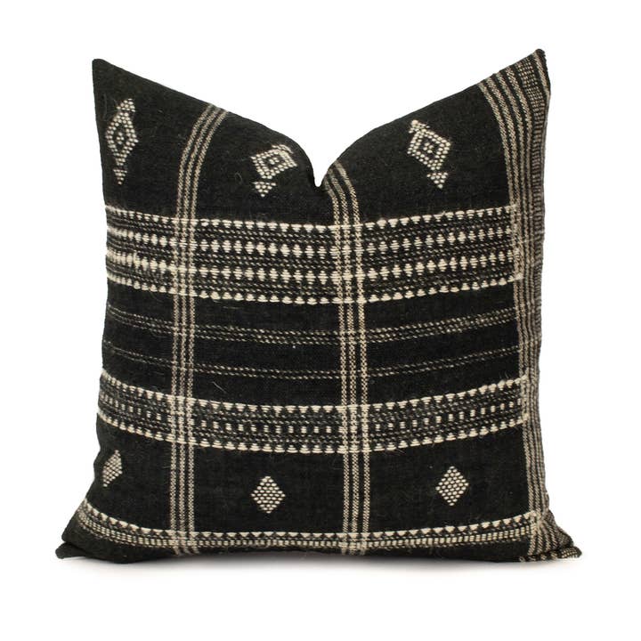 Heddle & Lamm - Wholesale Throw Pillow Cover - Aditi - 20" Black Indian Wool Pillow Cover