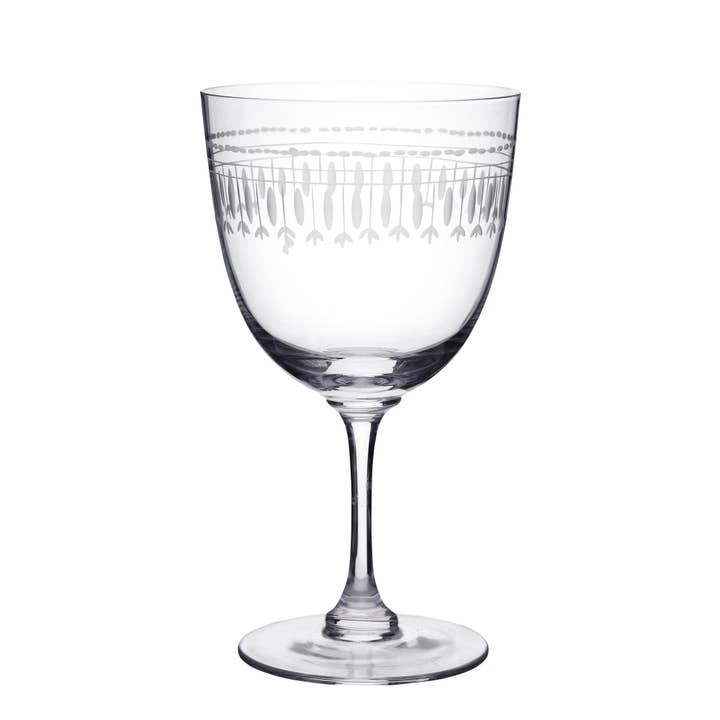 A Pair of Crystal Wine Glasses with Ovals Design for wholesale by The Vintage List