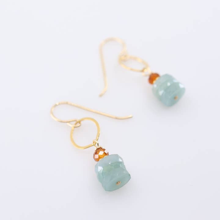 Pendientes de amazonita y granate hessonita para venta al por mayor de J. Mills Studio