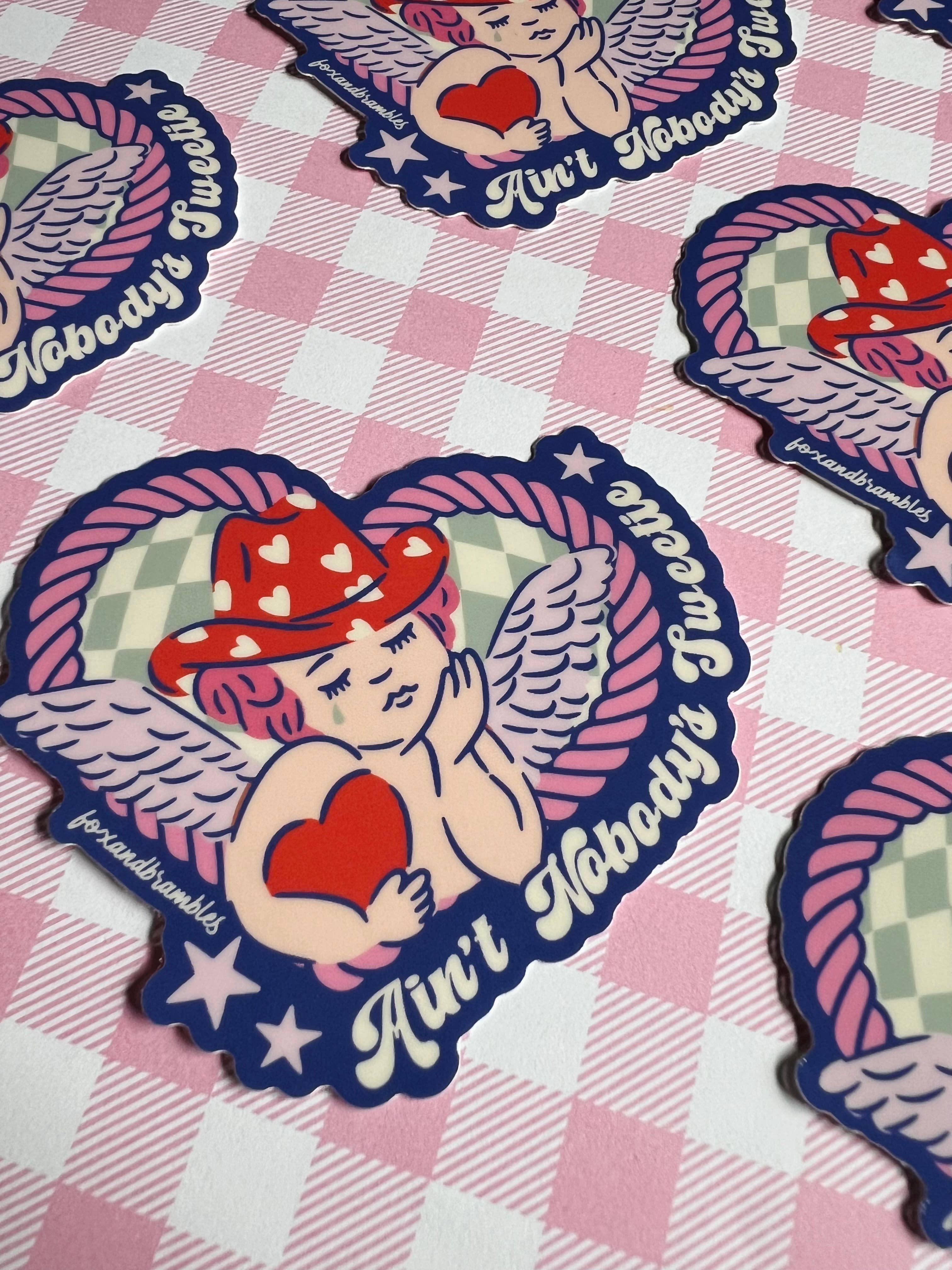 Fox and Brambles - Wholesale Sticker - Nobody’s Sweetie Cowboy Cupid Anti-Valentine Sticker1