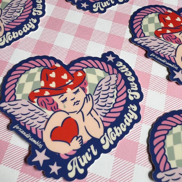 Fox and Brambles - Wholesale Sticker - Nobody’s Sweetie Cowboy Cupid Anti-Valentine Sticker1