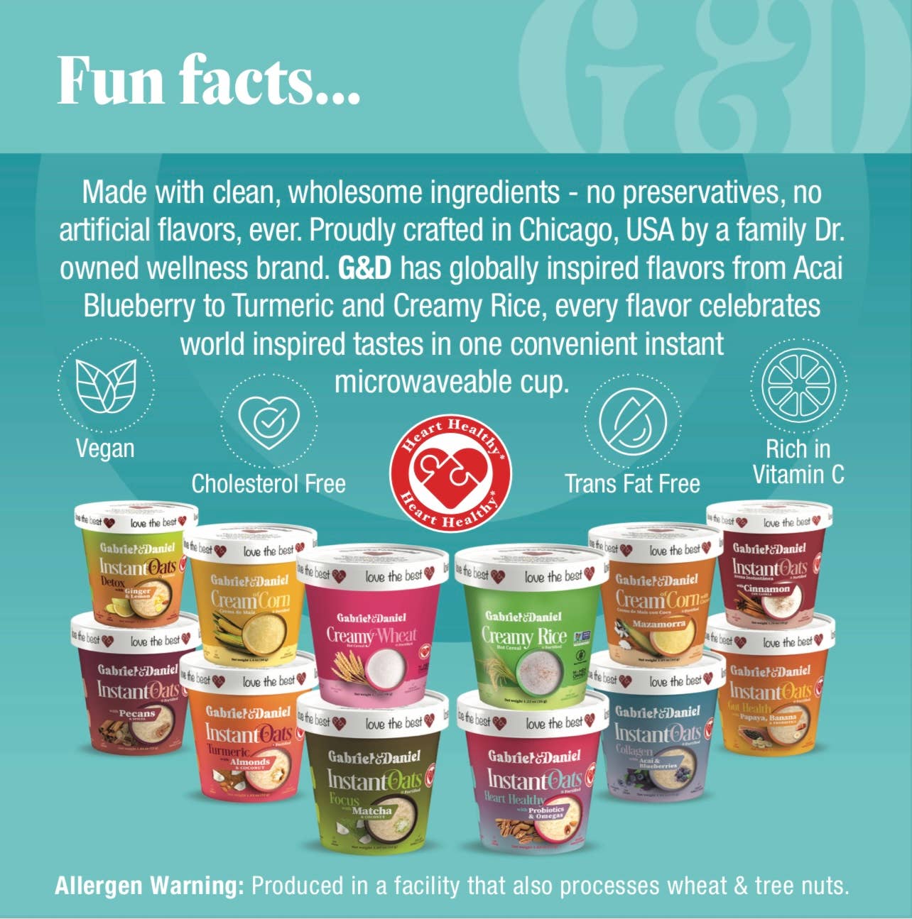 Gabriel & Daniel Wellness Oatmeals - Wholesale Oats - Organic Instant Oatmeals & Cereals - VARIETY PACK (12 cups)4