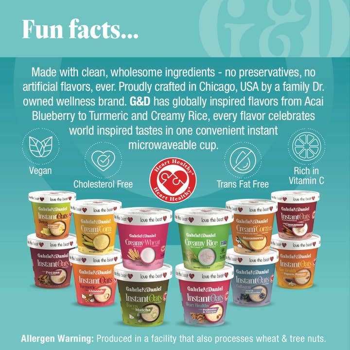 Gabriel & Daniel Wellness Oatmeals - Vente Avoine - Flocons d'avoine et céréales instantanés biologiques - PACK VARIÉTÉ (12 tasses)4