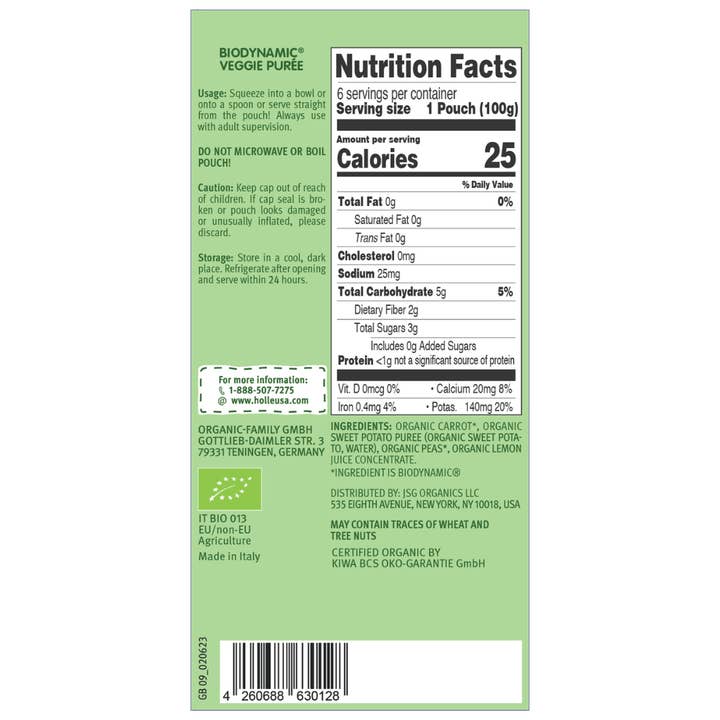 Holle USA - Wholesale Baby Food - Holle Baby Food Pouches - Organic Veggie Puree - Veggie Bunny