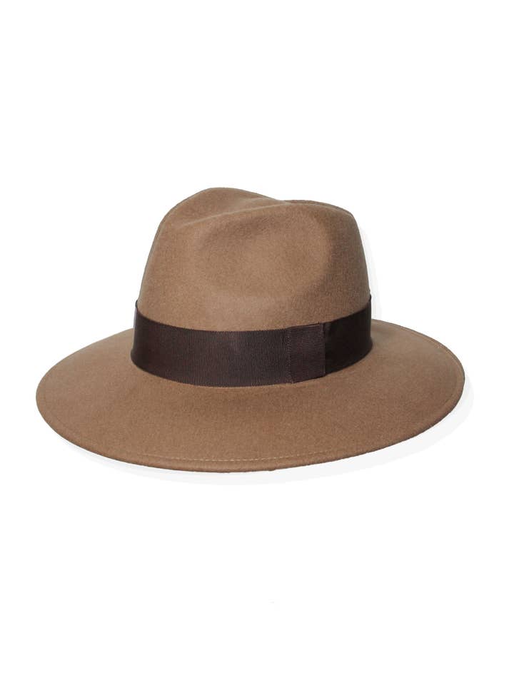 CAMEL HAT - BROWN RIBBON - FEDDIE for wholesale by Aéle Paris