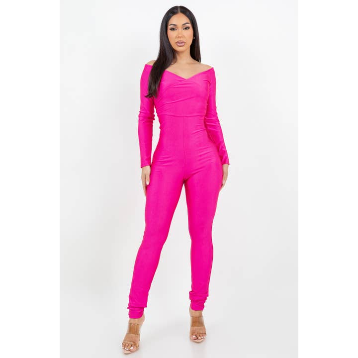 J7935 ICE SCUBA WRAP TOP JUMPSUIT for wholesale by Uptown Apparel