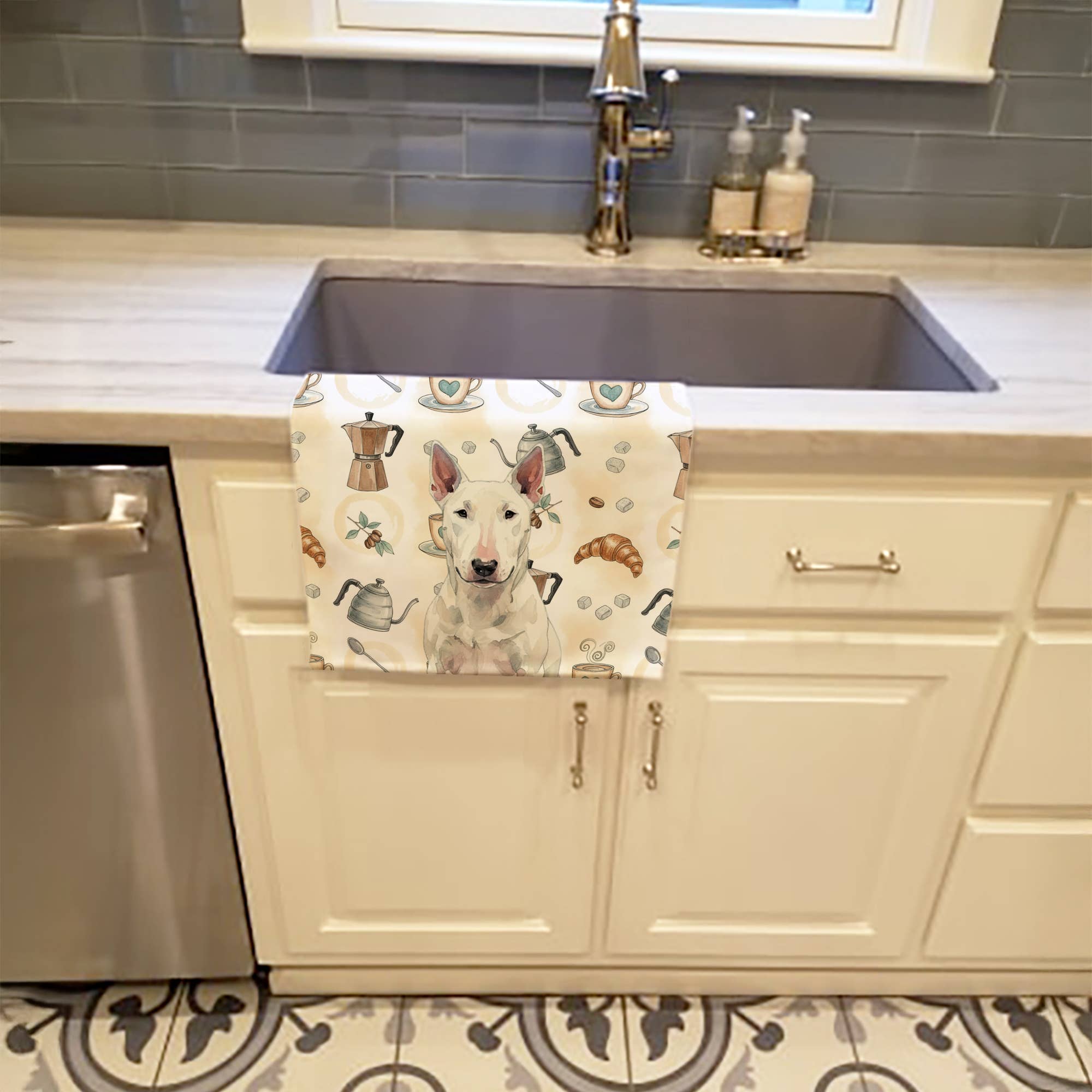 Caroline's Treasures - Wholesale Hand Towel - White Bull Terrier Coffee Bar Towel WDK73520