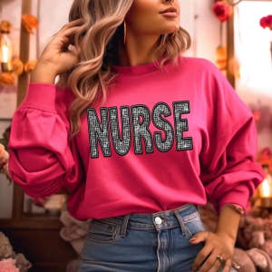 Personalized Nurse Crewneck Sweatshirt, Custom Name Stethoscope Nursing  Sweater