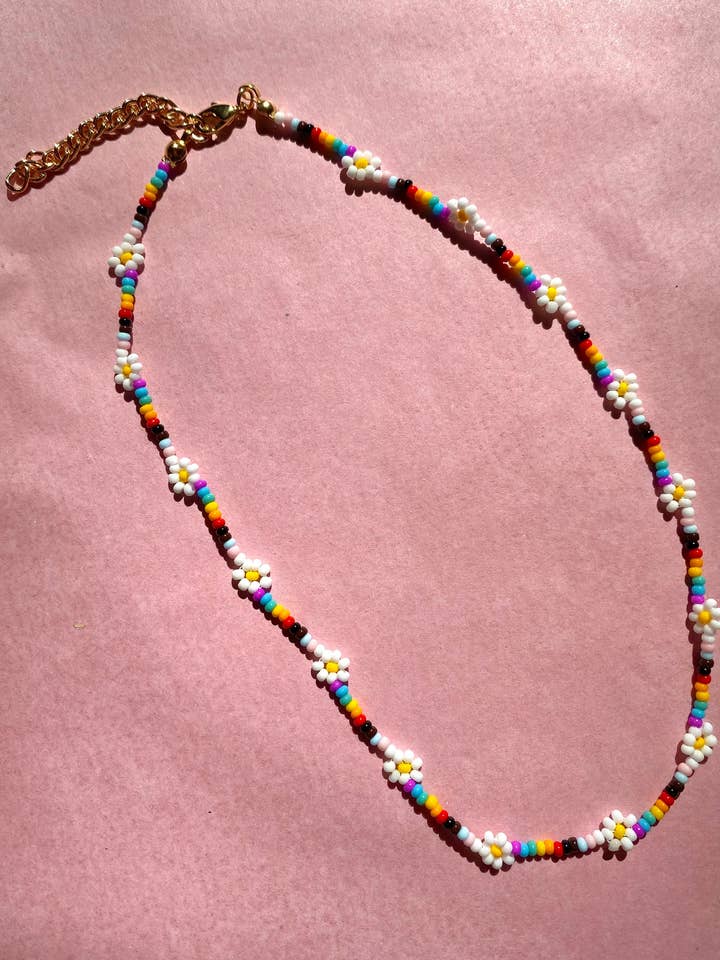 Progress Pride Flag Daisy Chain Necklace for wholesale by Lil Things Shop