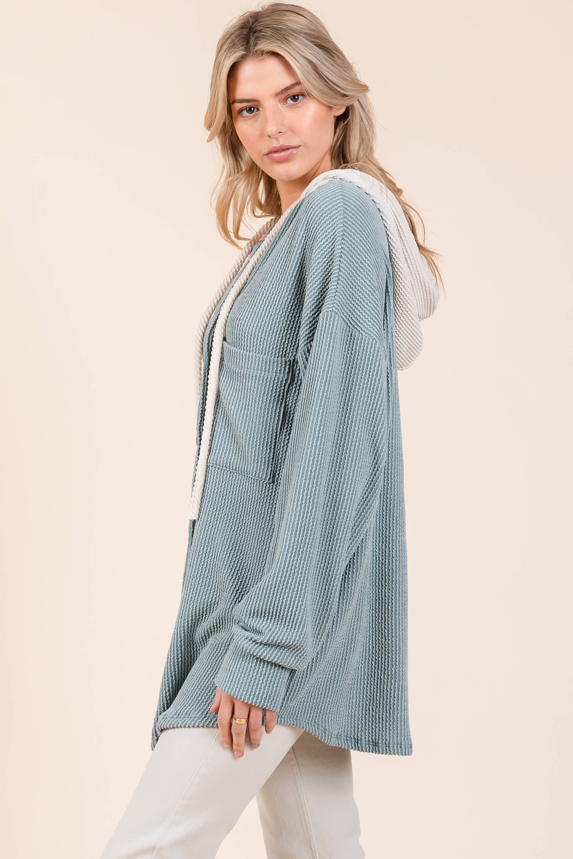 BOMBOM - Wholesale Hoodie - Women's - TL1987 BUTTON HOODED SWEATSHIRT11