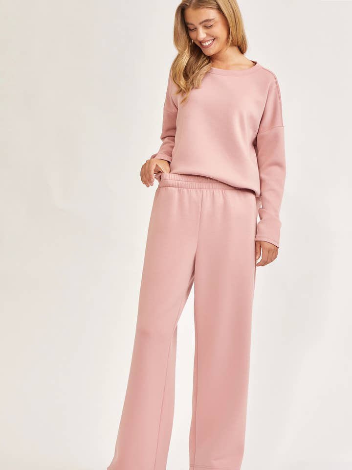 Dear Scarlett - Wholesale Lounge Set - Women's - PLUS SIZE Tunic Top + Straight Pants Travel Modal Set