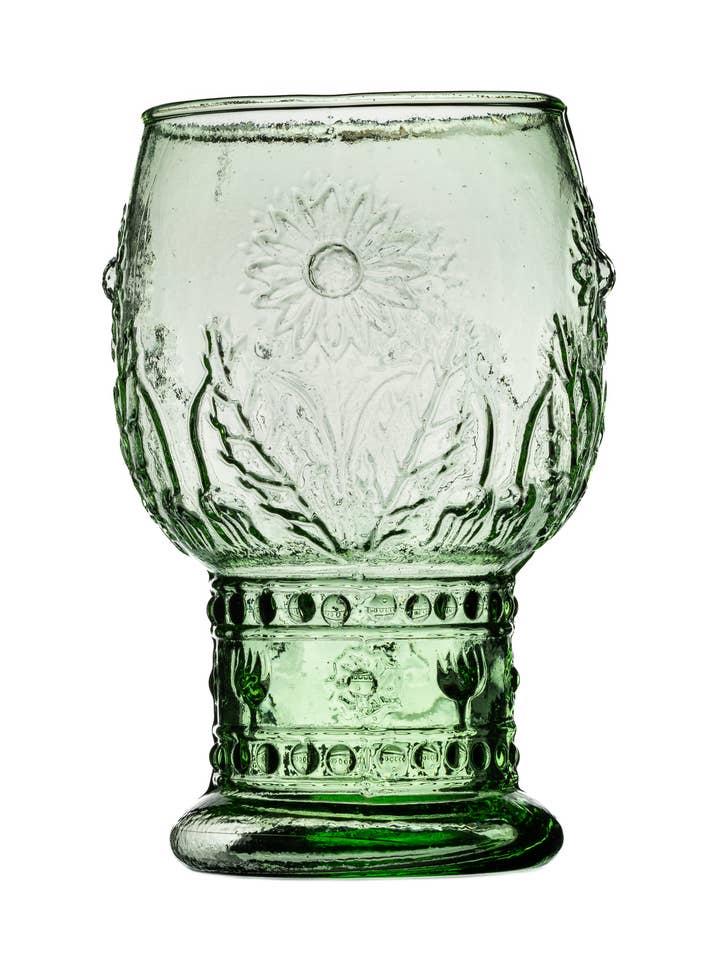 Ice Green Embossed Wine Glass for wholesale by Shoeless Joe Ltd