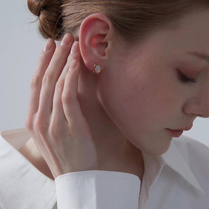 Perimade & Co. LLC - Wholesale Stud/Post Earrings - Opal Sea Turtle Beach Stud Earrings in 925 Sterling Silver1