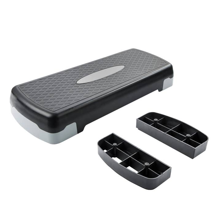 Stepper aérobic de fitness, 2 niveaux de hauteur réglables, plateforme antidérapante pour exercice aérobic, cardio, endurance et entraînement de résistance, charge jusqu'à 115 kg pour la vente par ENER-J