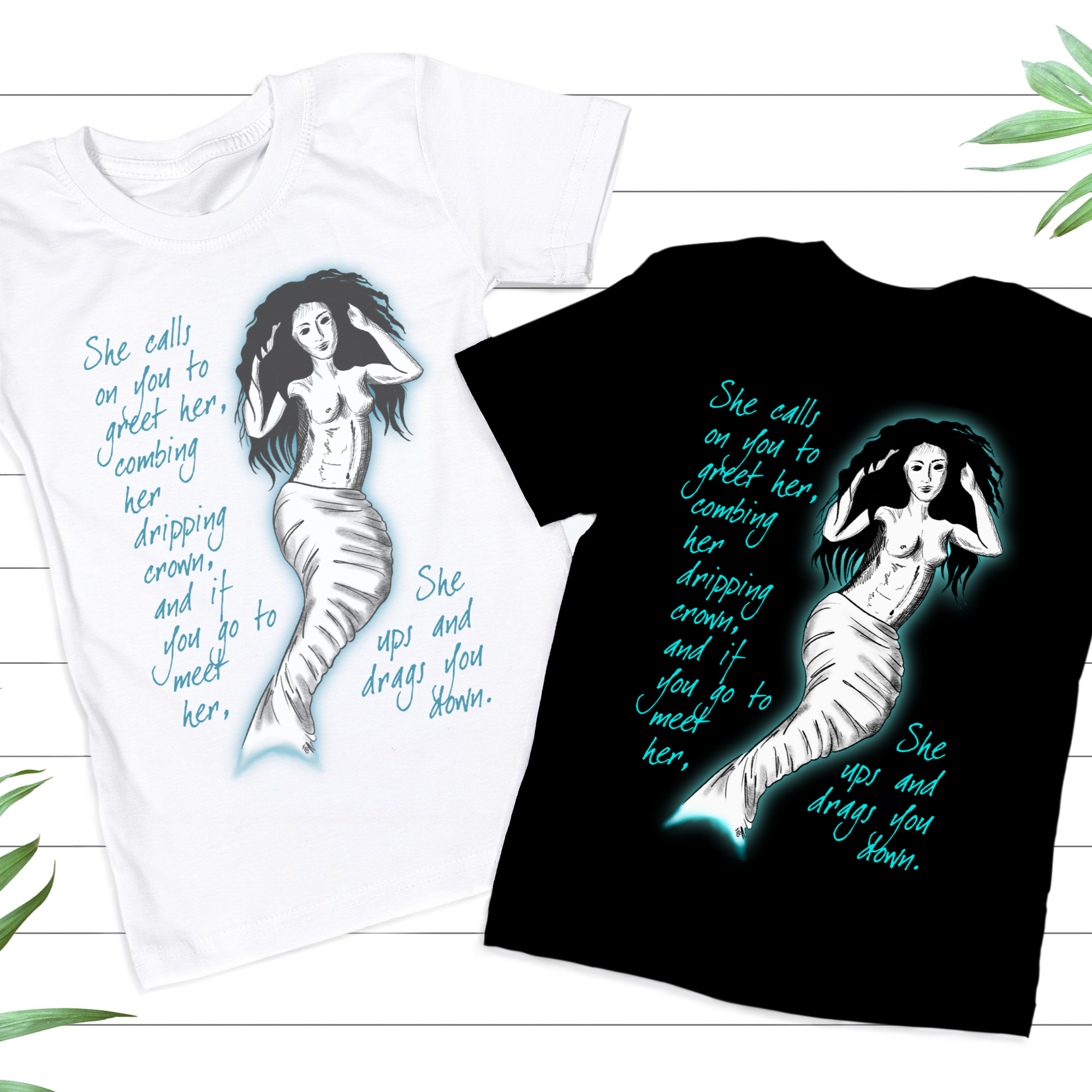 Hannah Kate Makes - Wholesale T-Shirt (Graphic) - Unisex - Mermaid T-shirt - Black - 100% Cotton - Regular/Fitted10