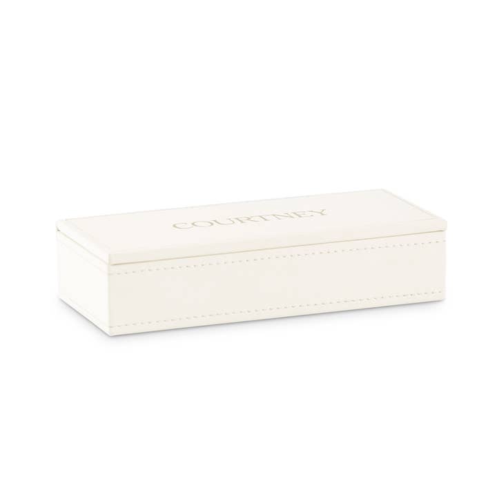 Weddingstar Inc. - Wholesale Jewellery box/organiser - White Faux Leather Jewelry Box - Serif Font1