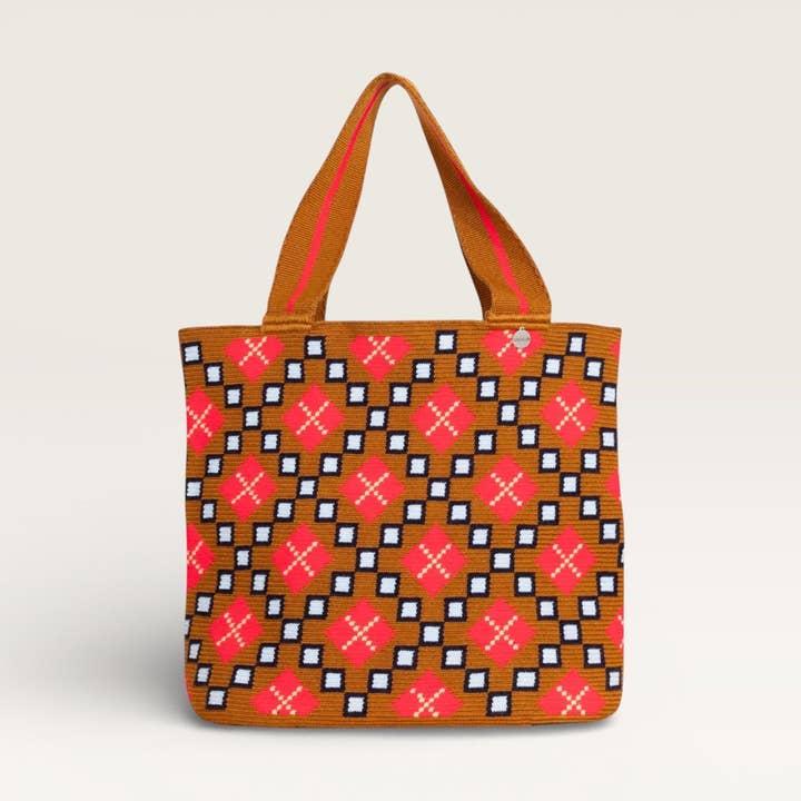 Geometrische ovale Tragetasche | Zimt für den Großhandel von Guajii Design