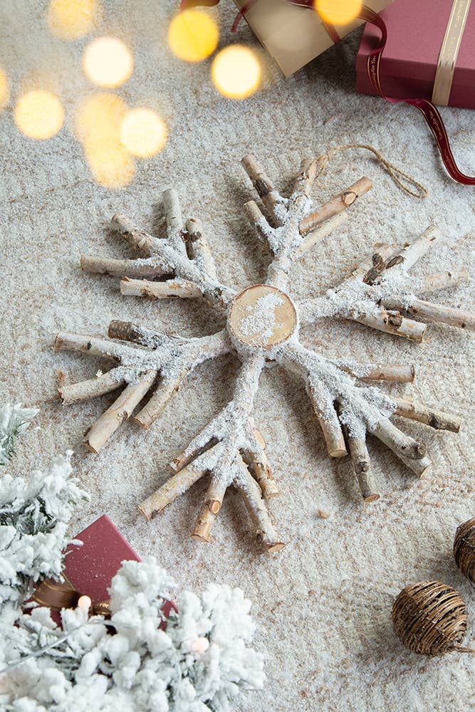 A&B Home Group Inc. - Vente Décoration de Noël - Ornement flocon de neige rustique en bois de 25"0