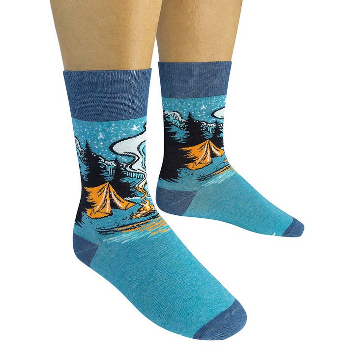 Funatic - About Face Designs - Nice Enough Merch Co - Wholesale Socks - Unisex - Adam Turman - Campfire Camping Socks | Funatic