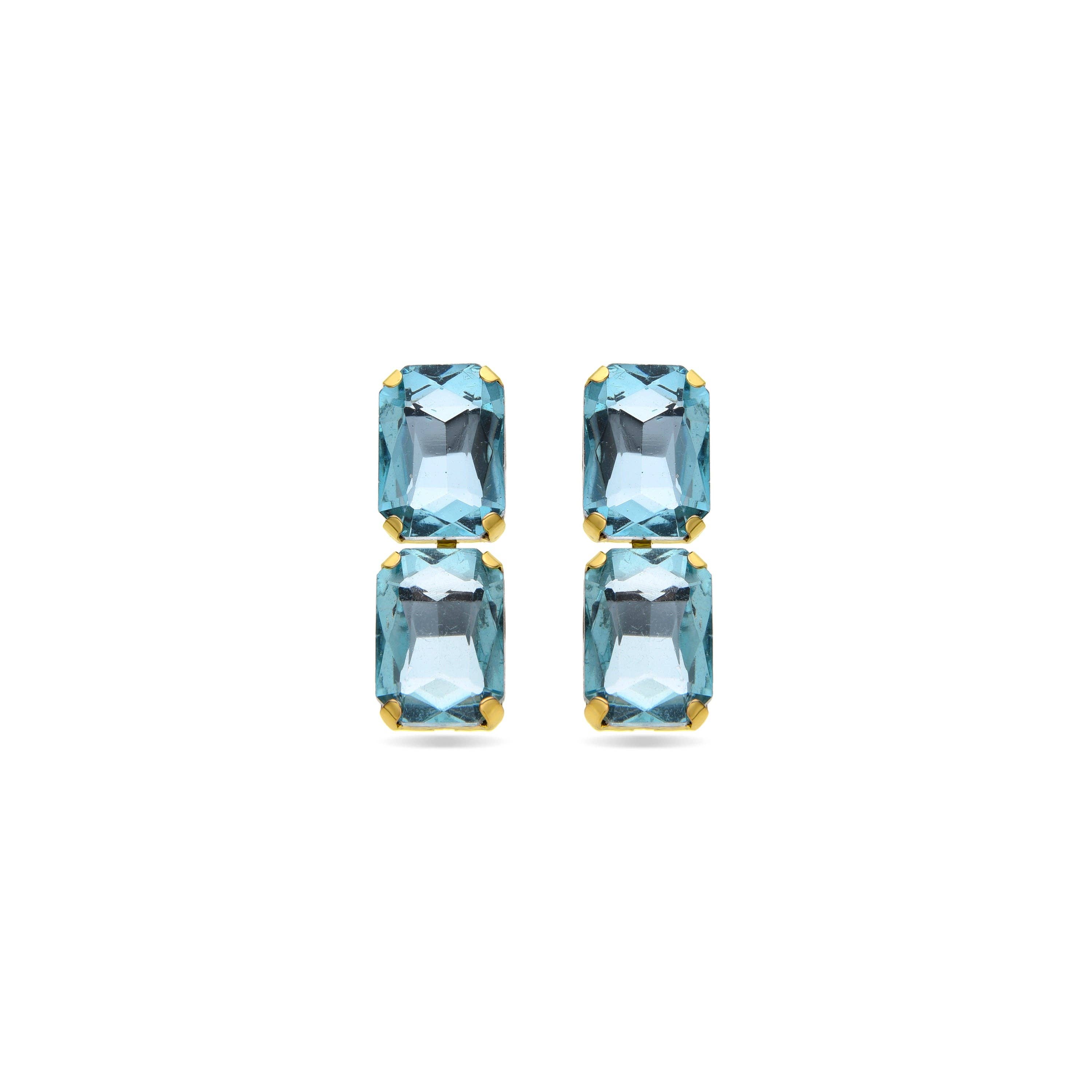 Luxenter - Wholesale Stud/Post Earrings - Pendientes de Cristal Azul acabados en oro amarillo de 18k - Ankek0