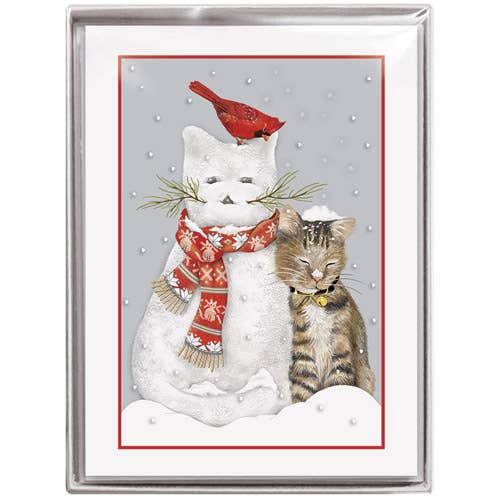Snowman Cat Boxed Cards S/8 for wholesale by Mary Lake-Thompson Ltd.