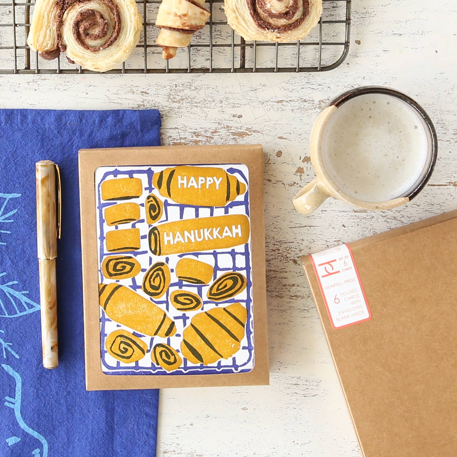 Heartell Press - Wholesale Hanukkah Card - Happy Hanukkah (Rugelach) Card - Boxed Set of Six3