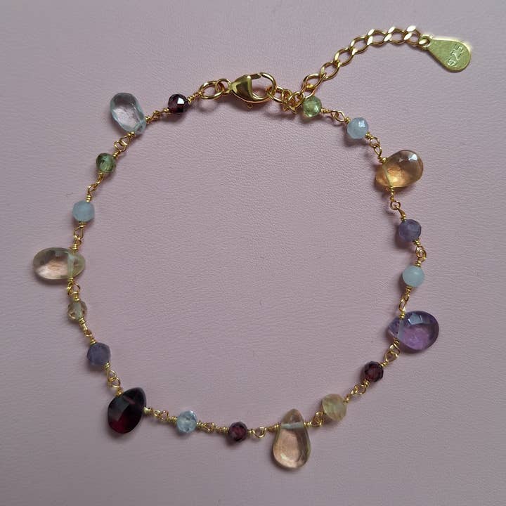 CANDY armbånd 925 sølv (forgyldt) med ædelsten for engroshandel hos Grethe Winter