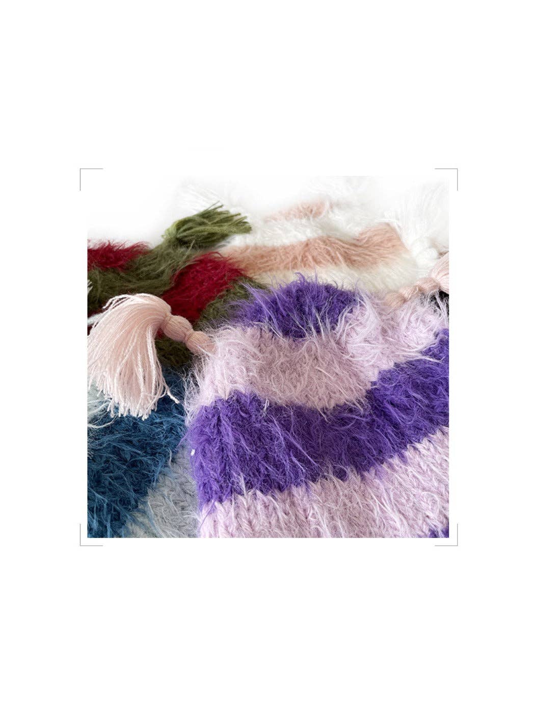 Funkyrel® Atzbranding Limited - Vendita all'ingrosso Berretto - Donna - Haila - Carino Berretto a Maglia a Righe con Treccine5