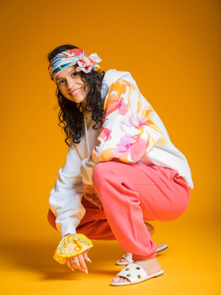 Tie Dye Hoodie Red Yellow, Hand Upcycled Sweatshirt for wholesale by JOLLIA