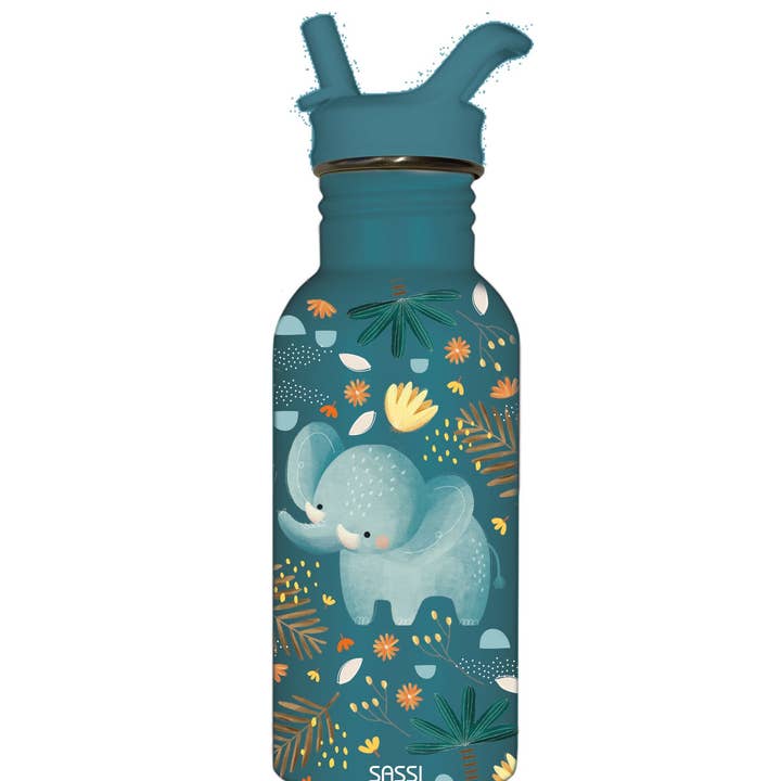 Sassi Stainless Steel Drink Bottle 500 ml - Chewy The Elephant for wholesale by Axis Toys & Gifts