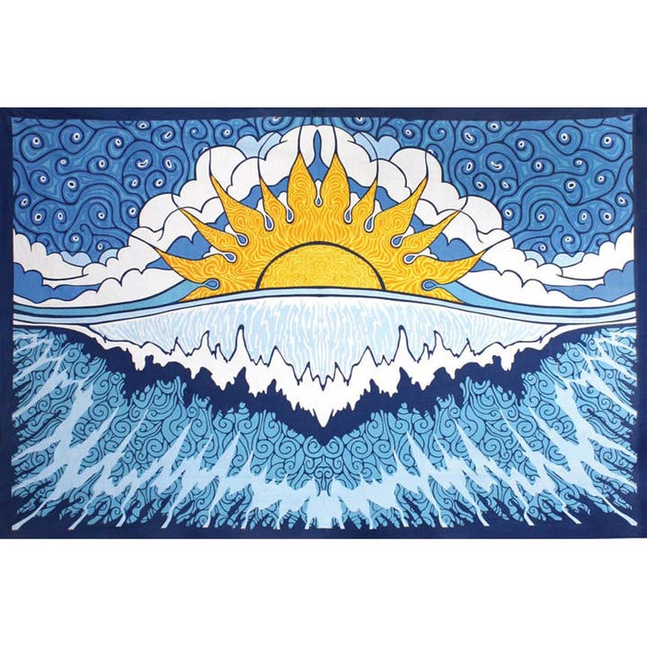Sunshine Joy - Wholesale Tapestry/Textile - Sun Wave Tapestry Beach Surfer Tapestries Hanger Packaged