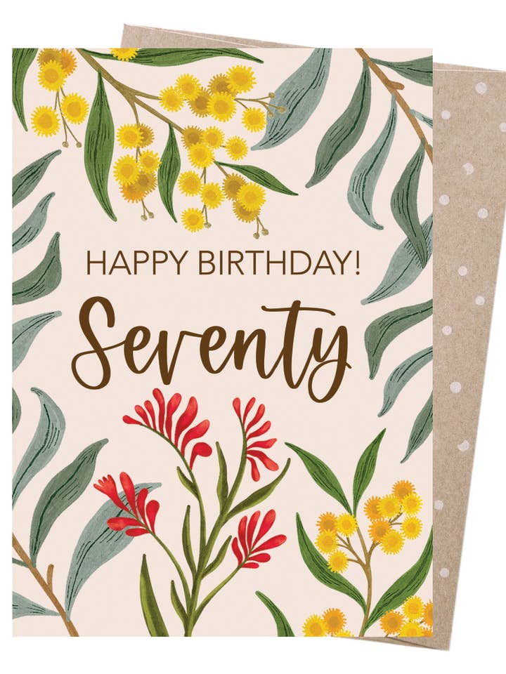 Biglietto di auguri per 70° compleanno Botanicals (confezione da 6) per la vendita all'ingrosso da parte di Earth Greetings