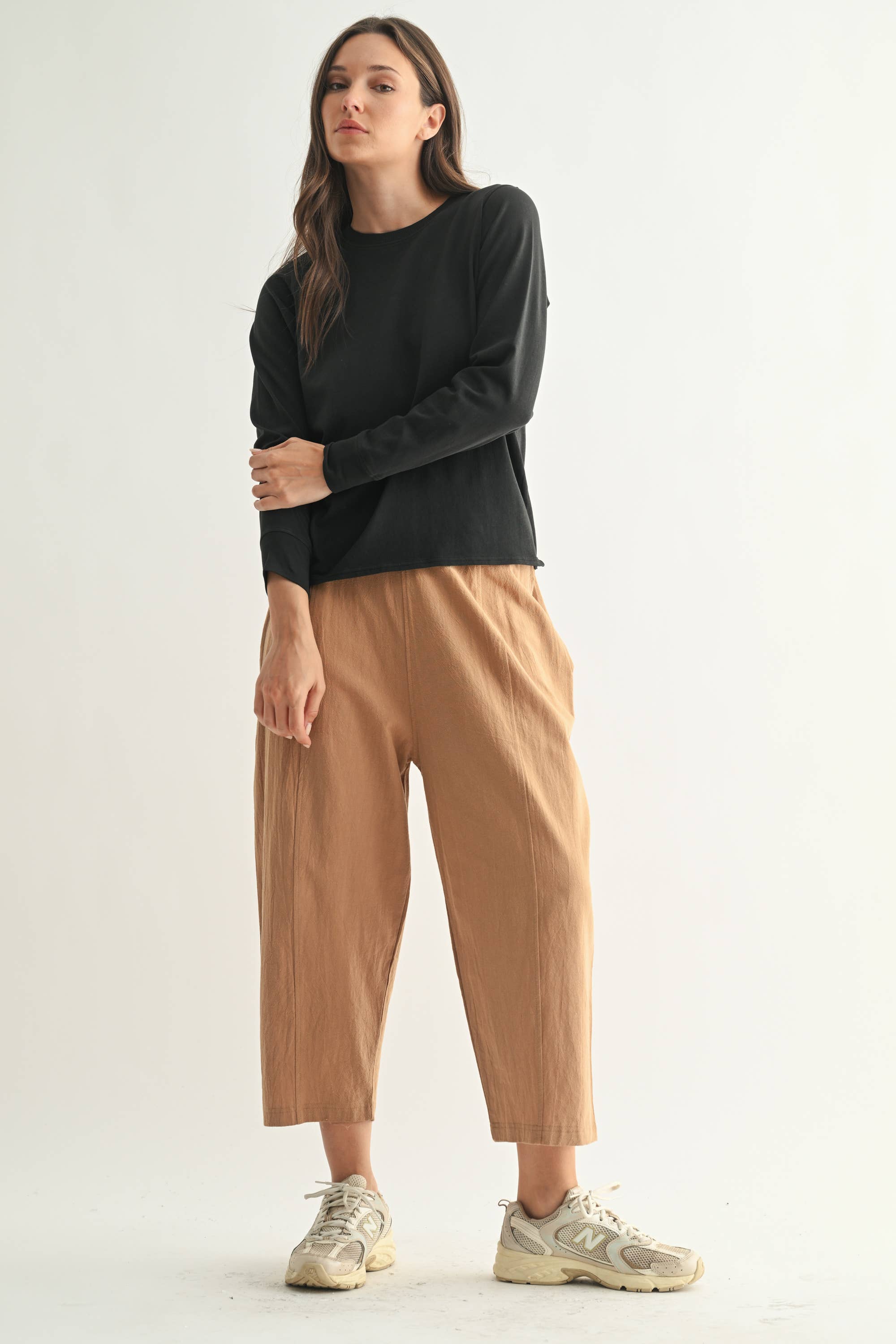 Mono B - Vendita all'ingrosso Maglietta - Donna - Maglia a Maniche Lunghe in Cotone Pima Stonewash a Taglio Ampio11