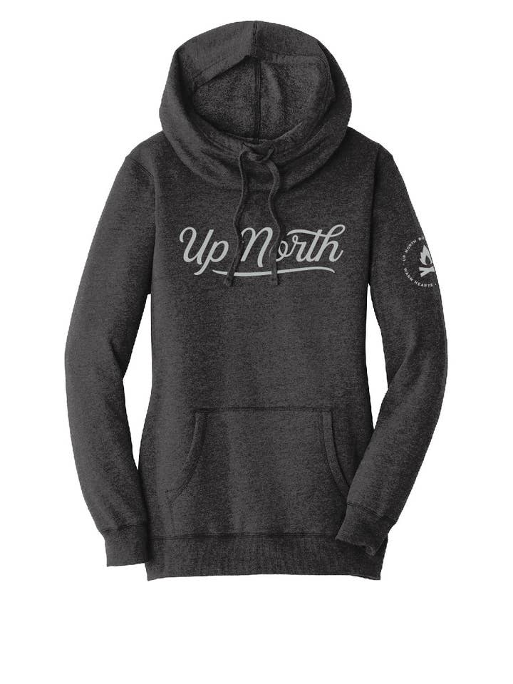 Chandail à capuchon Charcoal Club Script pour femmes pour la vente par Up North Trading Company