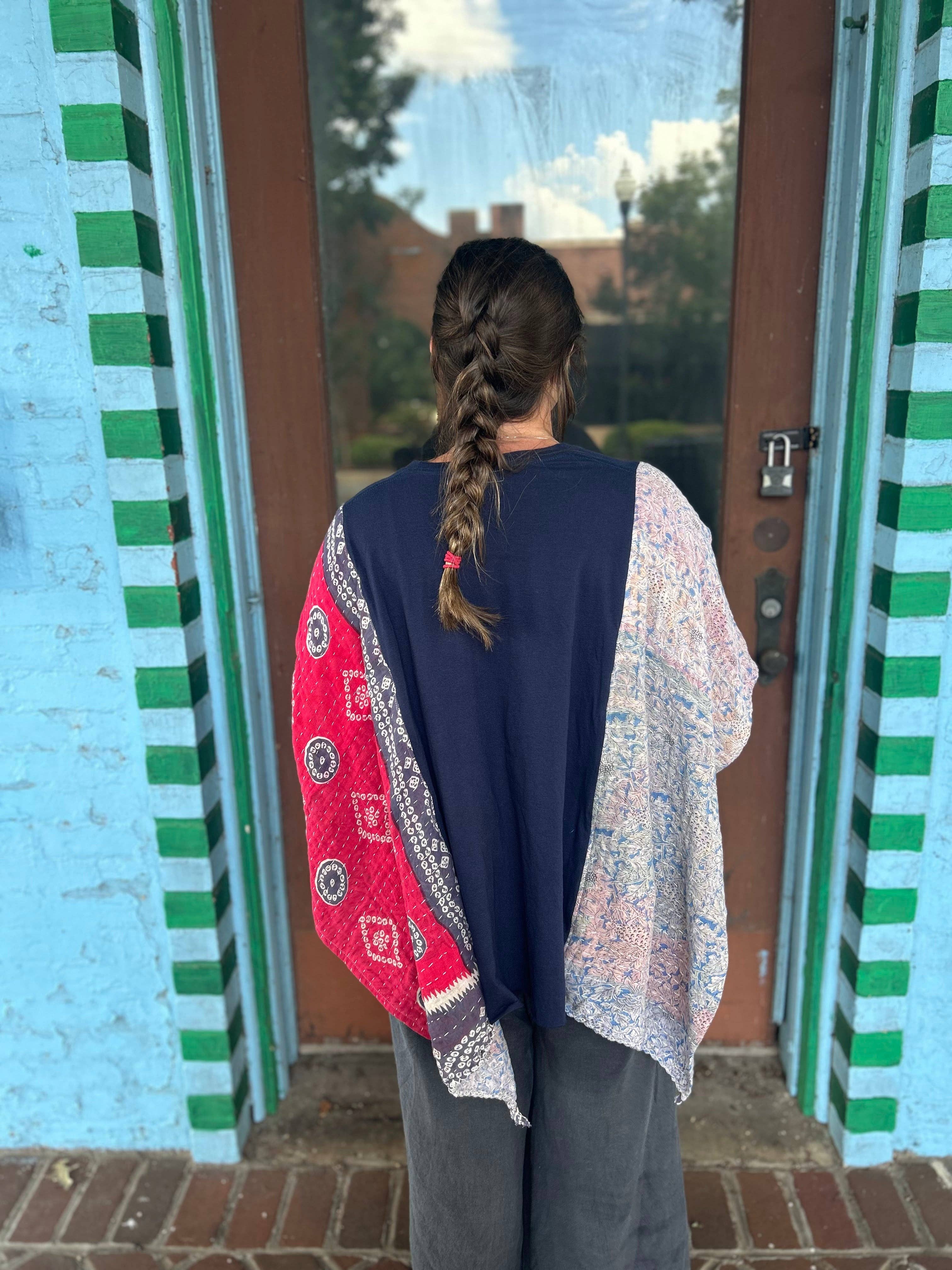 Little Hippie Chick – wholesale Poncho - Dam – Unik Kantha-poncho i ny tappning5