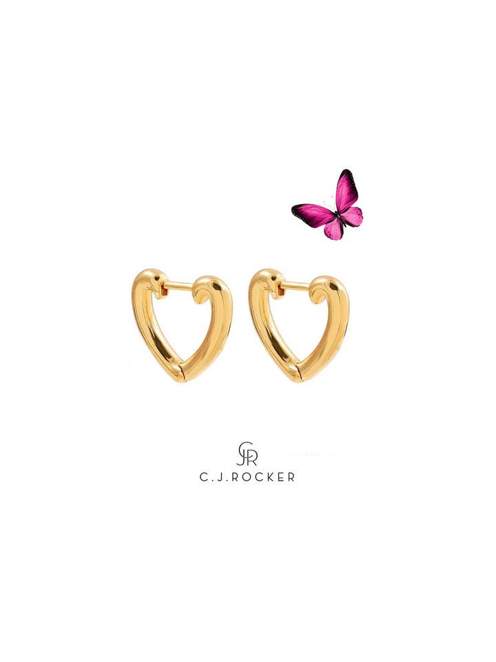 Gold Lightweight Heart Huggies Earrings | Stainless Steel for wholesale by C.J.ROCKER