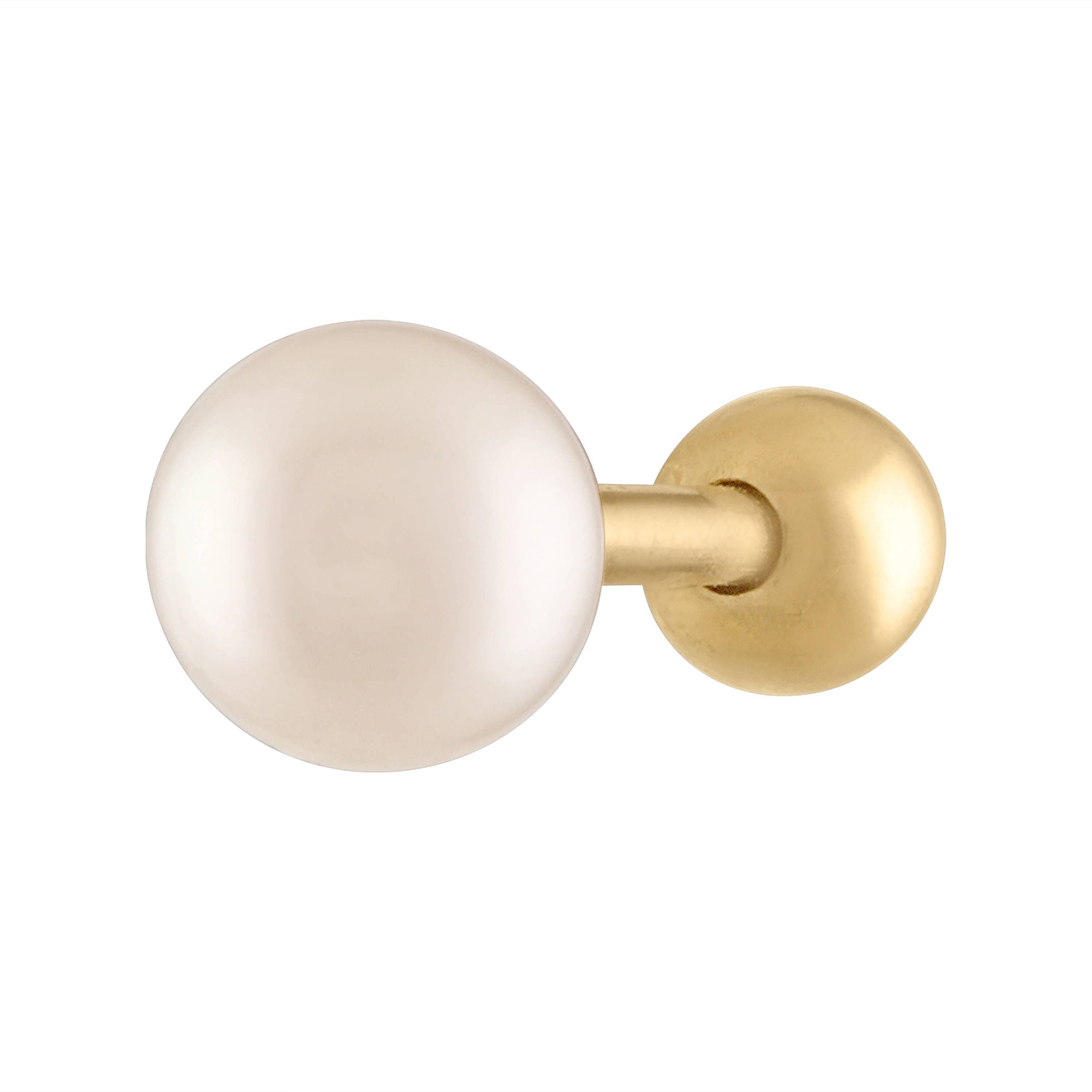 Zahav Jewelry - Wholesale Single Earring - 10kt Solid Gold Cartilage Helix Tragus Pearl Earring