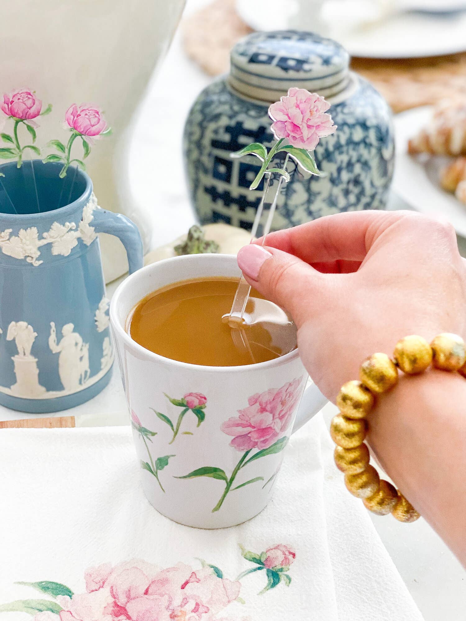 Simply Jessica Marie - Wholesale Drink Stirrer - Peonies Watercolor Acrylic Stir Sticks7