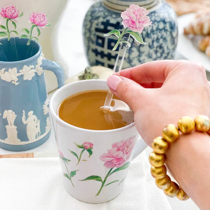 Simply Jessica Marie - Wholesale Drink Stirrer - Peonies Watercolor Acrylic Stir Sticks7