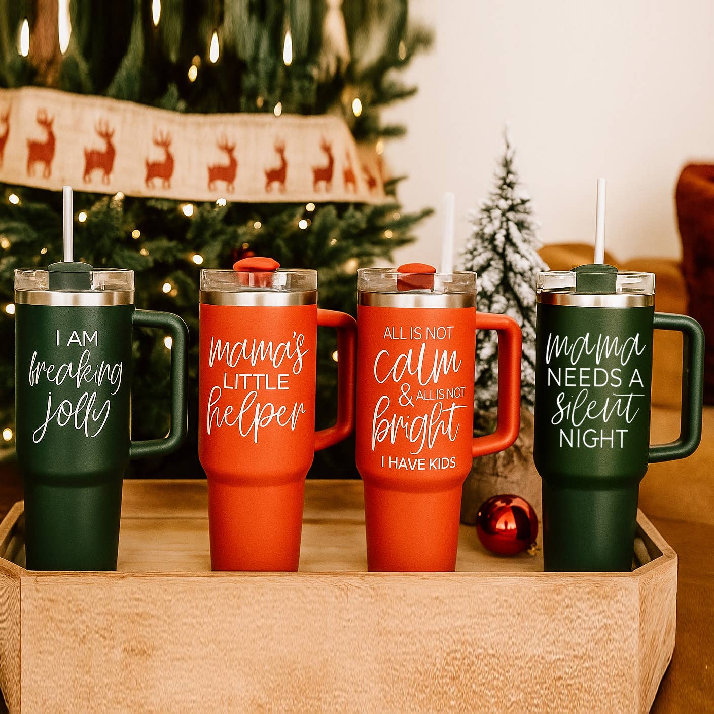 Gia Roma - Wholesale Insulated Mug/Tumbler - Funny Christmas Coffee Mugs, Red Holiday Tumblers With Straw3