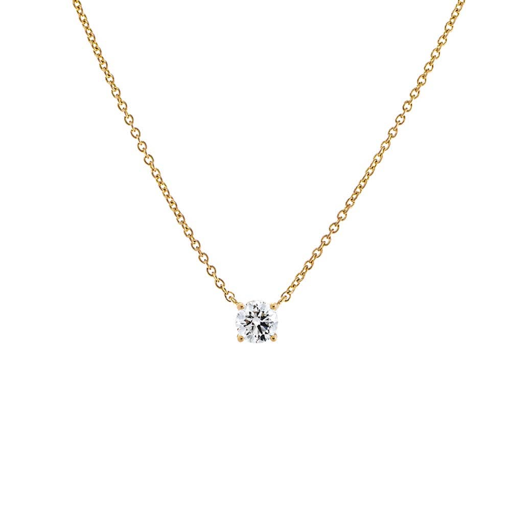 By Adina Eden - Wholesale Pendant/Charm Necklace - Lab Grown Diamond Round Solitaire Necklace 14K7