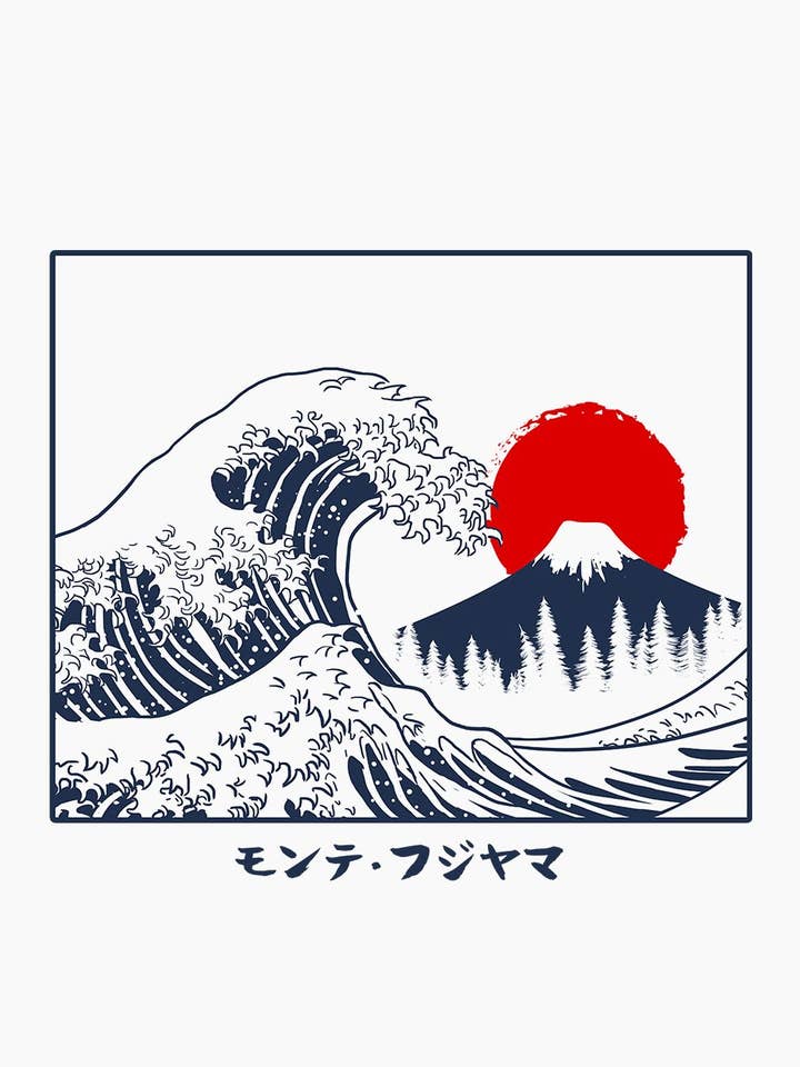 White Great Fuji Wave T-Shirt for wholesale on Faire2