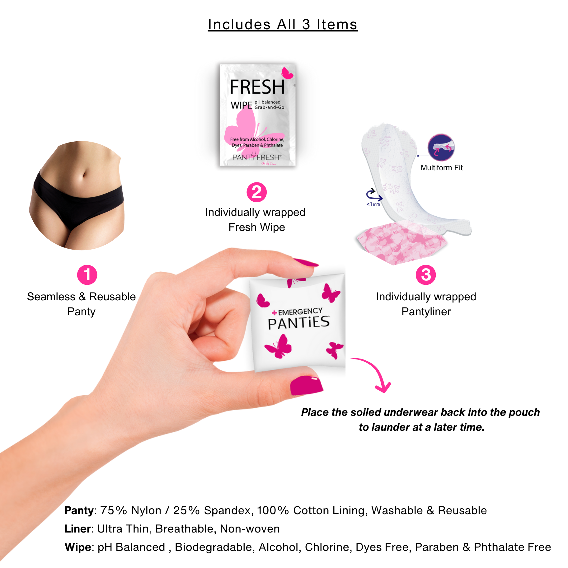 Panty Fresh - Wholesale Ondergoed - Dames - Dames Reserve Ondergoed Kit Reizen Dagelijks Gebruik Ongelukken S-XL1