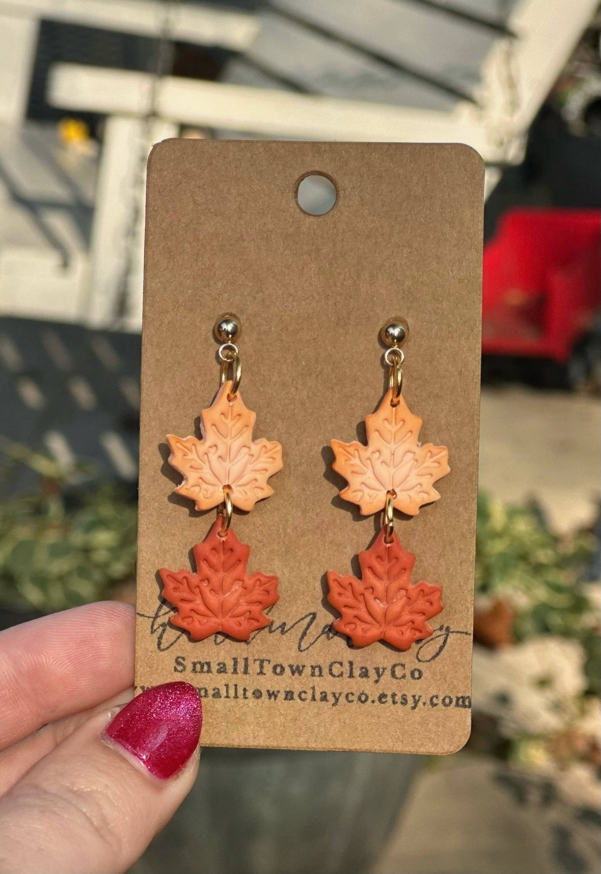 SmallTownClayCo - Wholesale Dangle Earrings - Maple Leaf Dangle