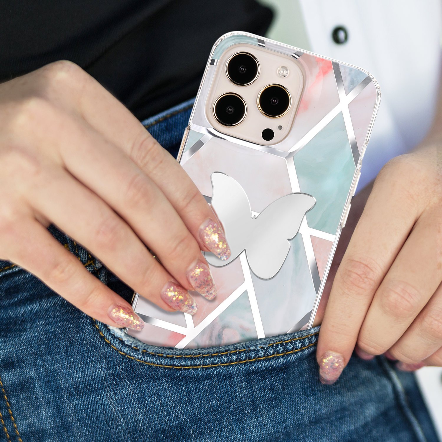 Ellie Rose - Wholesale Phone & Laptop Stickers - Stick-On Mirror Phone Decal - Butterfly6